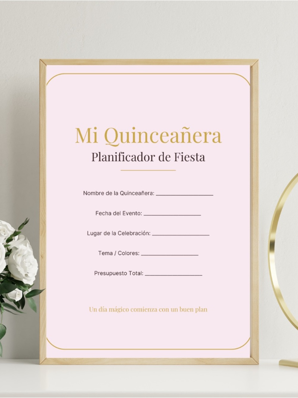Mi Quinceañera Planificador de Fiesta - Pink & Gold Digital